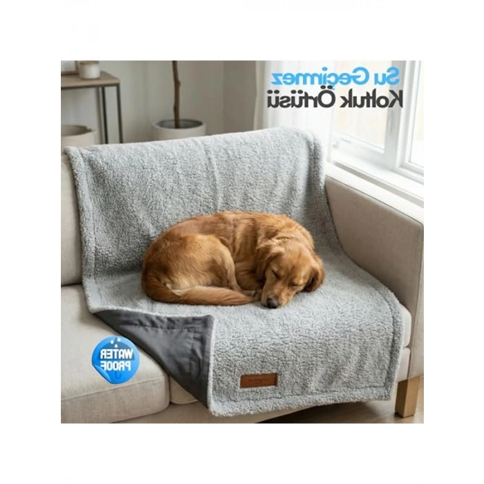 Çift Taraflı Kedi ve Köpek Battaniyesi Yumuşak Kumaş Gri