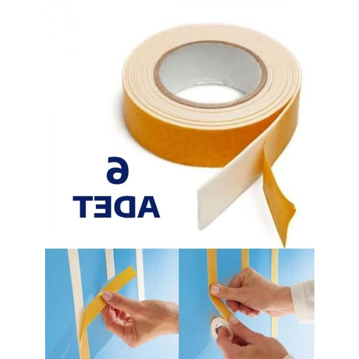 Çift Taraflı Köpük Bant, 2 Metre Uzunlukta ve 6 Adet ile Pratik