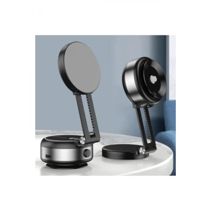 Çift Taraflı Manyetik Telefon Tutucu - Uzayabilir Vakumlu, Siyah