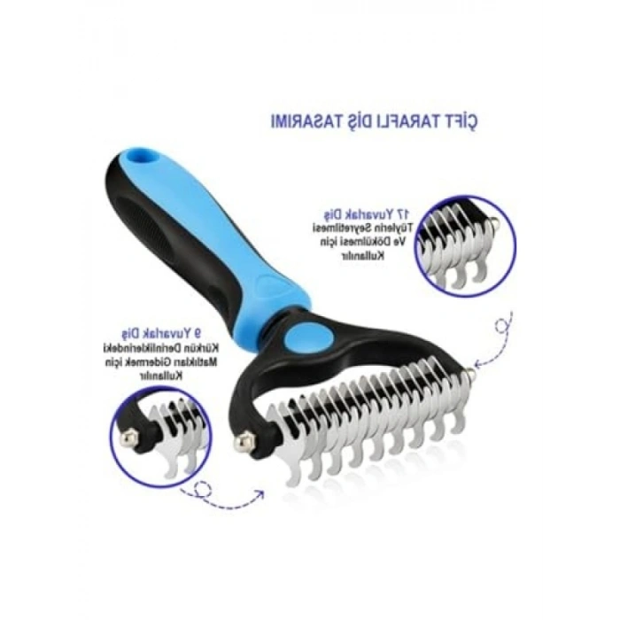 Çift Taraflı Metal Dişli Evcil Hayvan Bakım Fırçası