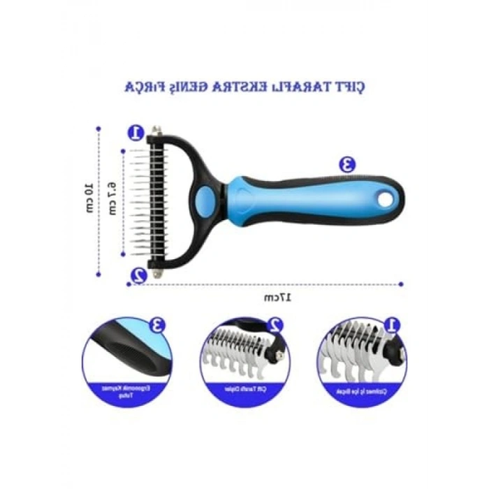 Çift Taraflı Metal Dişli Evcil Hayvan Bakım Fırçası