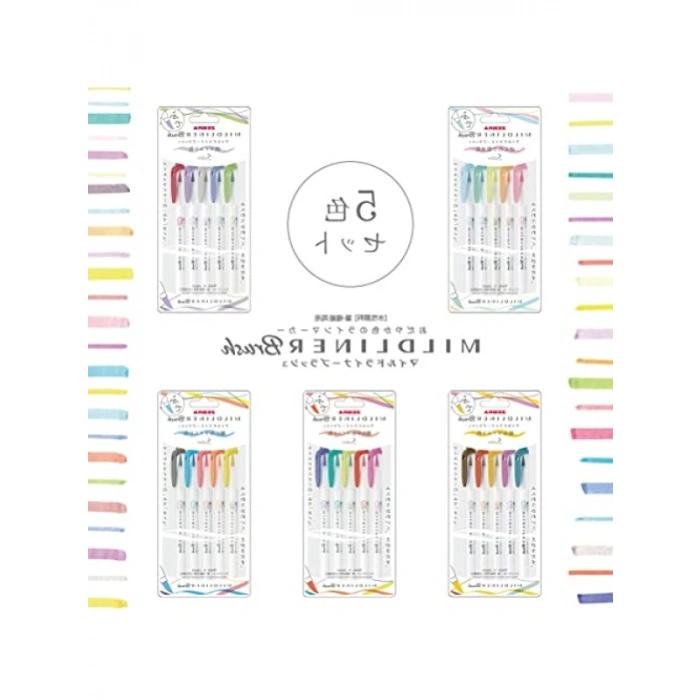 Çift Taraflı Mildliner İşaretleme Kalemi Seti, 5 Renk