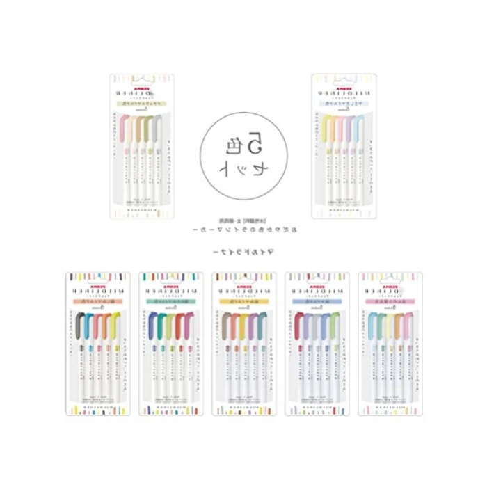 Çift Taraflı Mildliner İşaretleme Kalemi Seti - 5 Renk