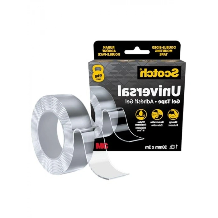Çift Taraflı Nano Montaj Bandı, Şeffaf, Su Geçirmez, 30mm x 3m