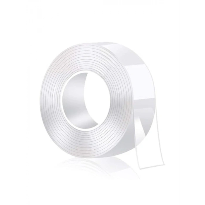 Çift Taraflı Şeffaf Bant – 5 Metre Uzunluk, 30mm Genişlik, Güçlü Yapışkan