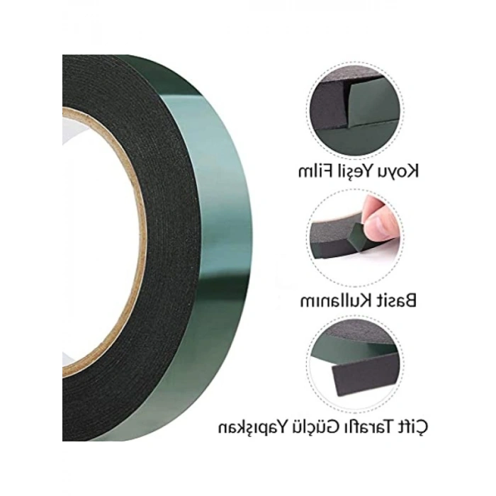 Çift Taraflı Siyah Köpük Bant - 25 mm x 10 Metre