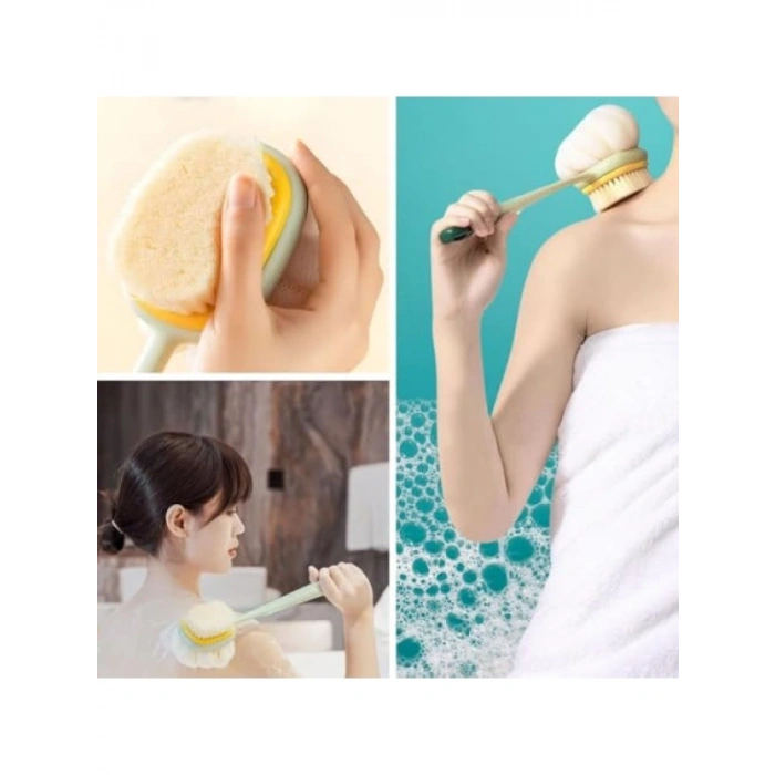 Çift Taraflı Uzun Saplı Banyo Vücut Fırçası ve Lif