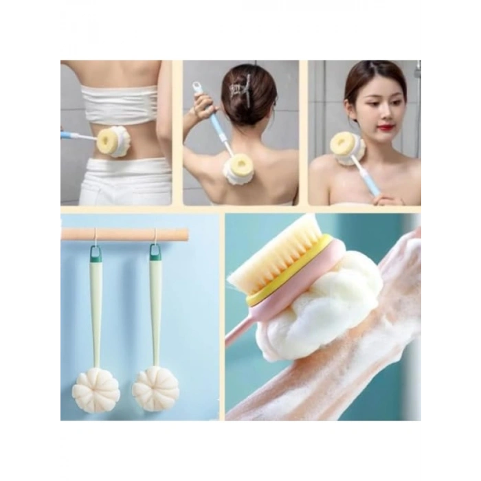 Çift Taraflı Uzun Saplı Banyo Vücut Fırçası ve Lif