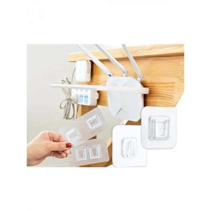 Çift Taraflı Yapışkanlı Geçmeli Klips Seti - 10 Çift Eşya Sabitleme Askısı