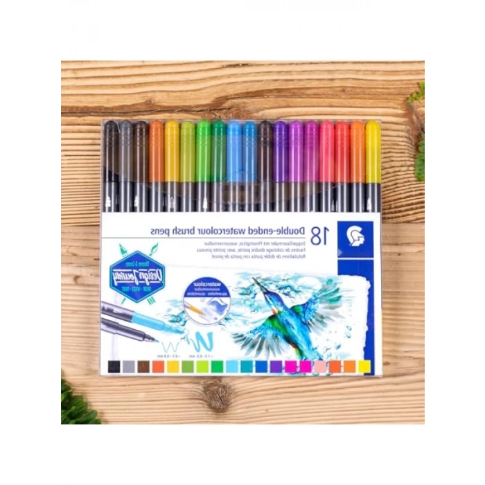 Çift Uçlu Keçeli Kalem Seti, 18 Parlak Renk