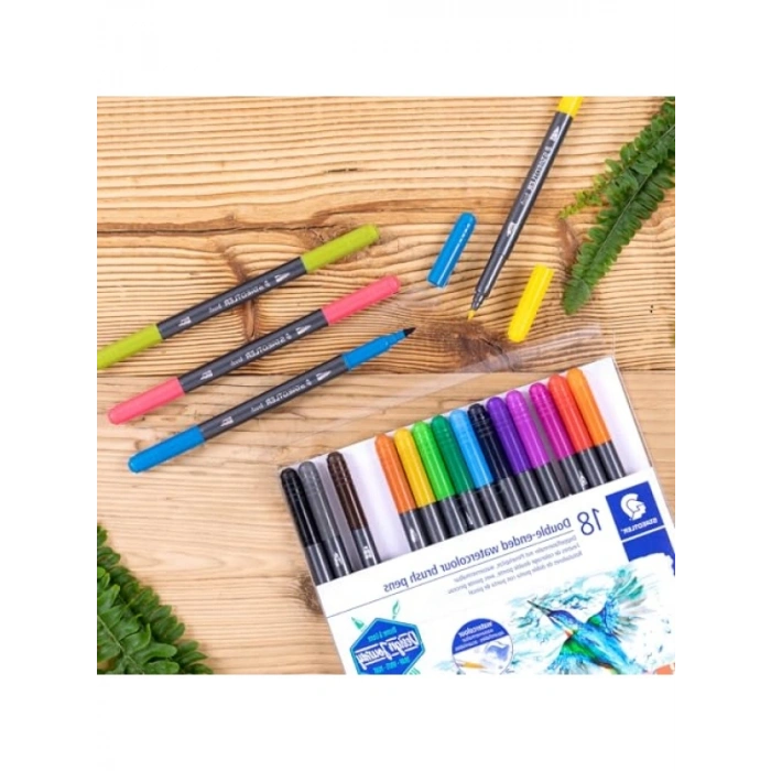 Çift Uçlu Keçeli Kalem Seti, 18 Parlak Renk