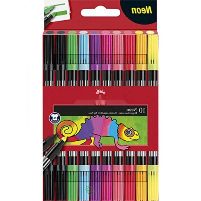 Çift Uçlu Neon Keçeli Kalem Seti, 10 Renk