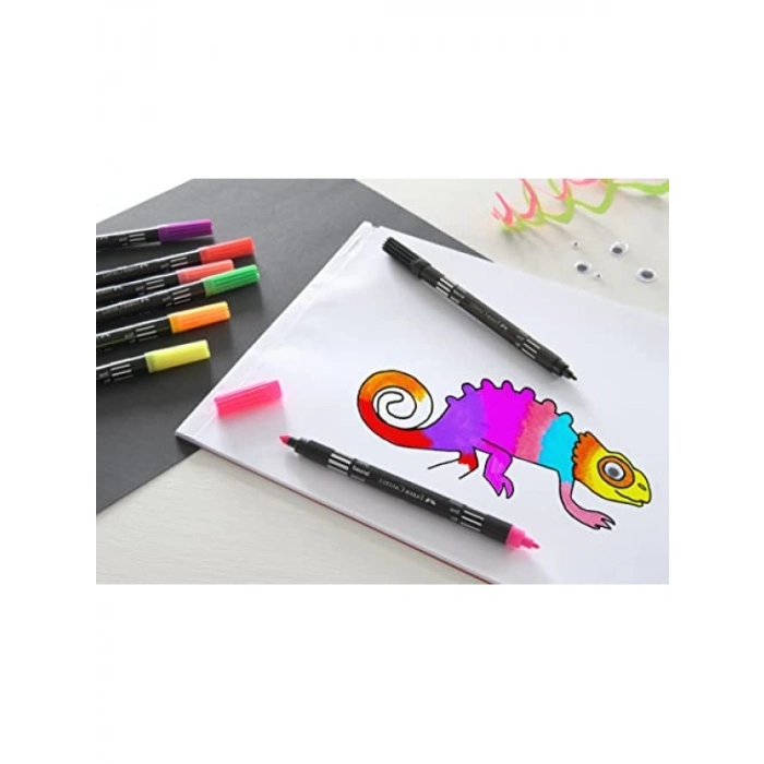 Çift Uçlu Neon Keçeli Kalem Seti, 10 Renk