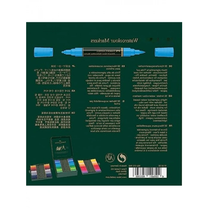 Çift Uçlu Sulu Boya Kalemi - 30lu Kutuda, Yüksek Pigmentli