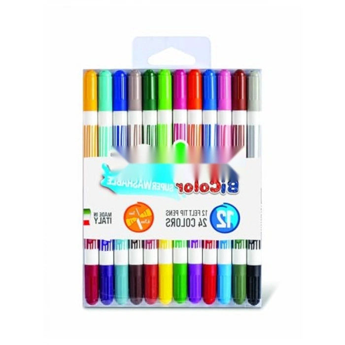 Çift Uçlu Yıkanabilir Keçeli Boya Kalemi - 12Li Set