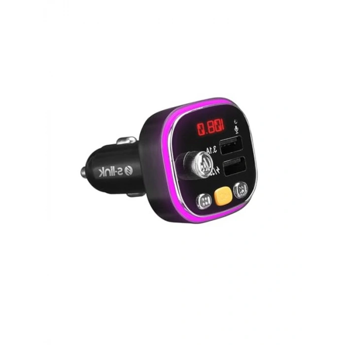 Çift USB 5V 3.1A Işıklı Bluetooth FM Transmitter, TF Kart Desteği