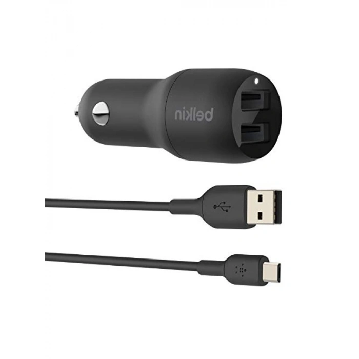 Çift USB Araç Şarj Cihazı, 24W, Mikro-USB Kablosu ile