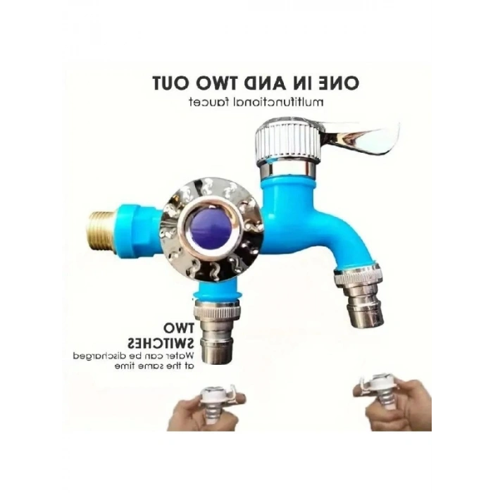 Çift Vana Çıkışlı Sızdırmaz Plastik Musluk Aparatı