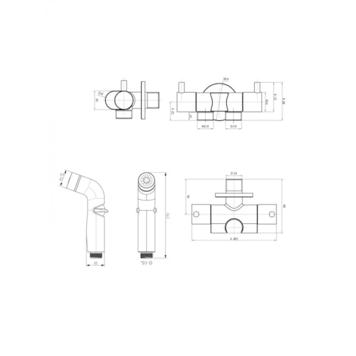 Çiftli Ara Musluk Seti - 1/2 Giriş, 120 cm Spiral Hortum