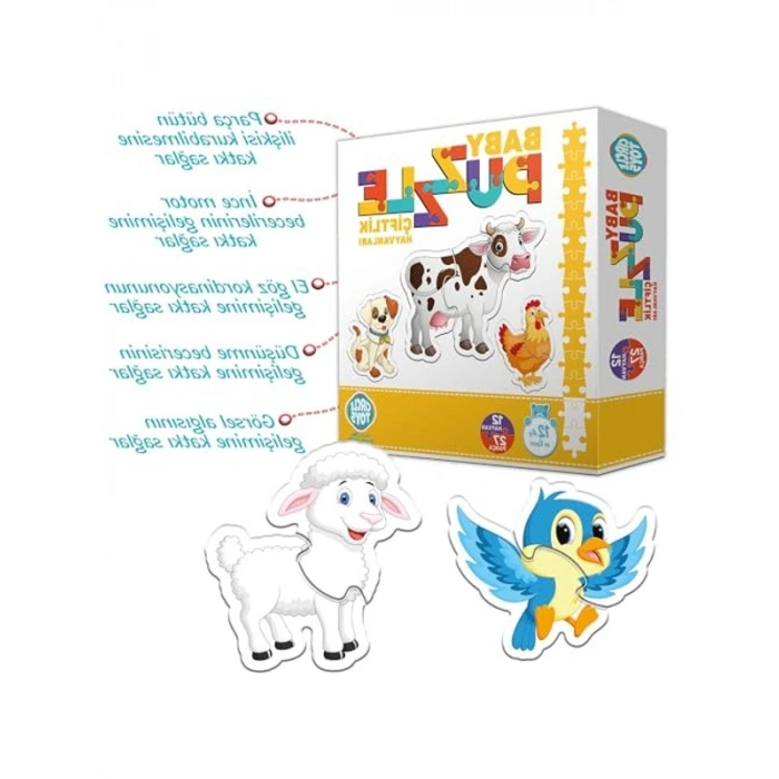 Çiftlik Hayvanları Puzzle, Çok Renkli ve Eğitici Oyun Seti