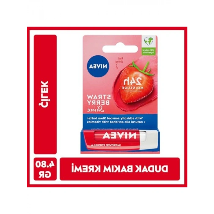 Çilek Kokulu Dudak Bakım Kremi, 4.8 gr ile 24 Saat Nemlendirme