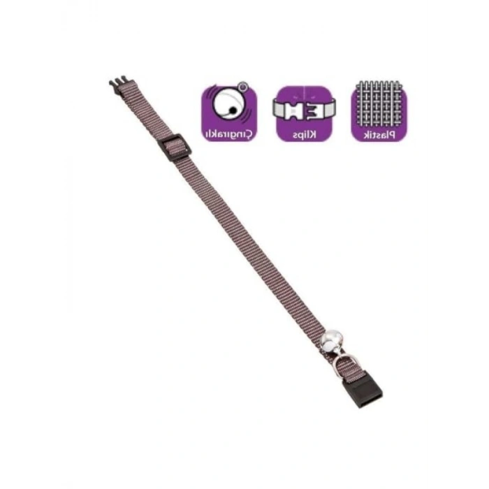 Çıngıraklı Evcil Hayvan Boyun Tasması, 30 cm, Gri
