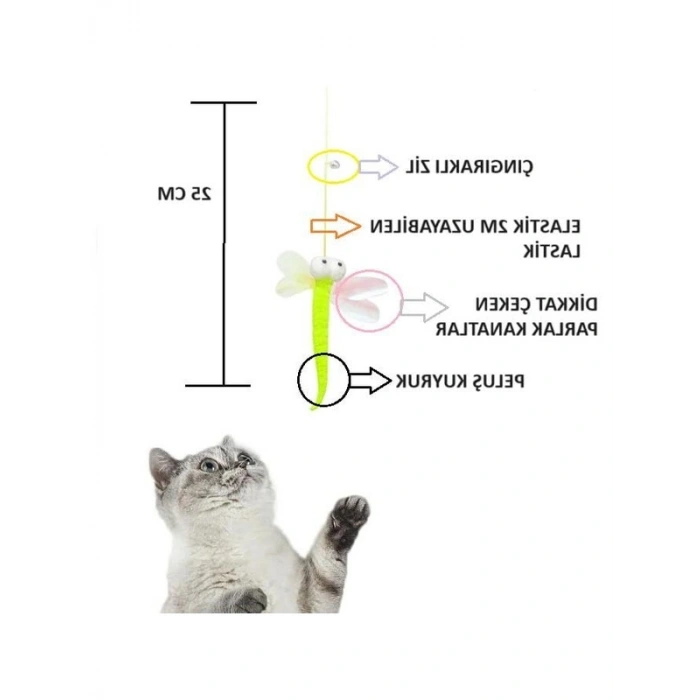 Çıngıraklı Kendinden Yapışkanlı Elastik Kedi Oltası Oyuncağı