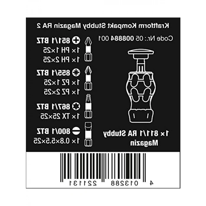 Cırcırlı Kısa Tornavida, 6 Parça, Uç Hazneli Tasarım