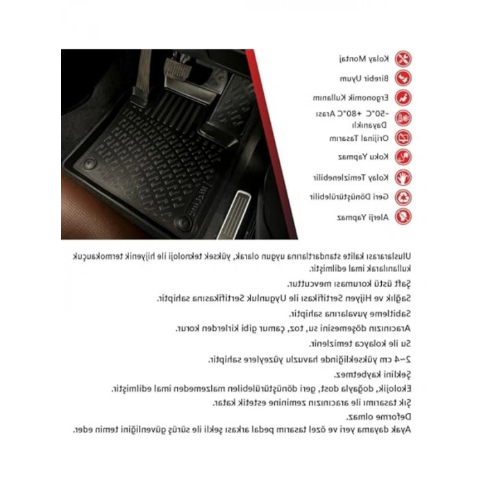 Citroen C3 2016 Sonrası 3D Havuzlu Paspas ile Araç İçinizi Koruyun