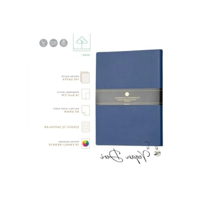 Çizgili Defter - Esnek Vegan Deri Kapak, A5 Boyut (14.8x21 cm)