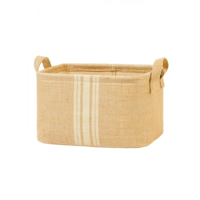 Çizgili Jüt Sepet - 30 x 21 x 18 cm Boyutlarıyla