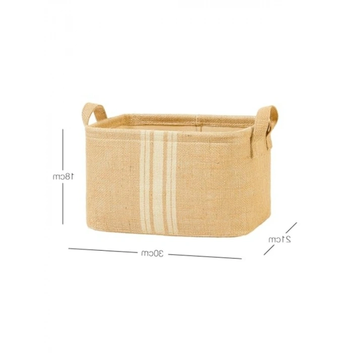 Çizgili Jüt Sepet - 30 x 21 x 18 cm Boyutlarıyla