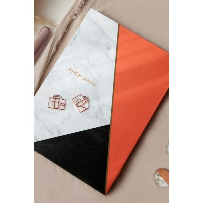 Çizgili Mercan Renk Defter - 17x24 cm, Sert Kapak