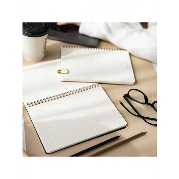 Çizgili Not Defteri, A5 Boyut, Siyah Kraft Karton Kapak, 70 Yaprak