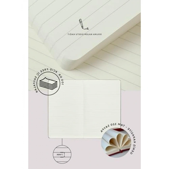 Çizgili Premium Sert Kapak Defter, 14.8x21 cm Boyutunda