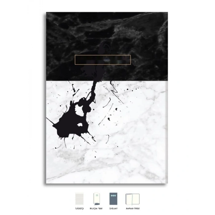 Çizgili Sert Kapak Defter, Siyah, 17x24 cm