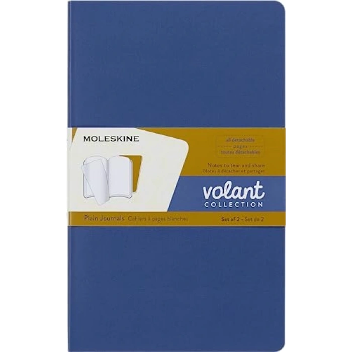 Çizgisiz Not Defteri Seti, L Boy Mavi ve Amber Sarı