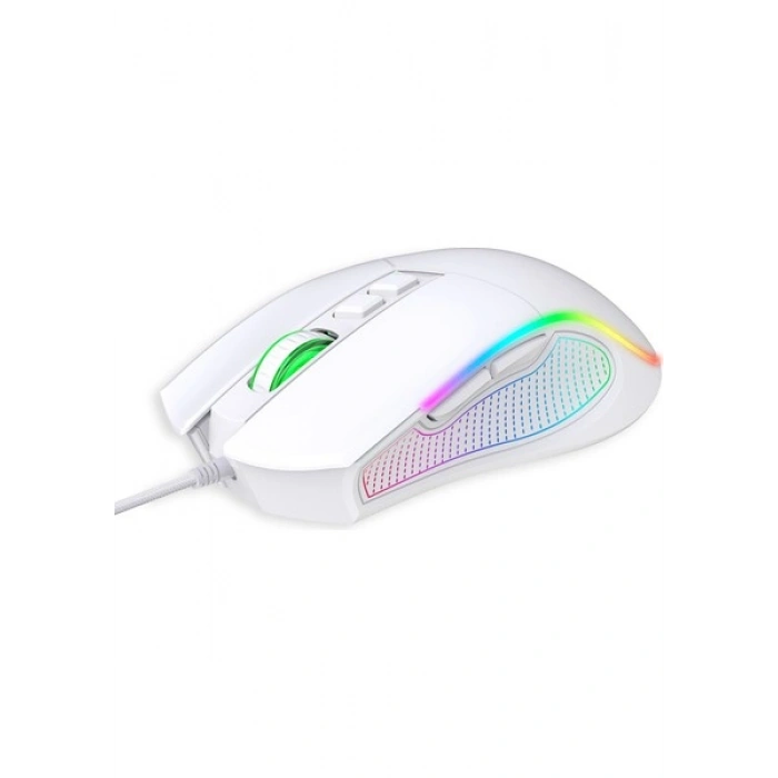 Claws Crossfire V1 12800 Dpi Full Wide RGB Özel ABS Doku & Claws Reflex Örgü Kablolu Gaming Mouse - Beyaz