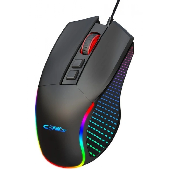Claws Crossfire V1 12800 Dpi Full Wide RGB Özel ABS Doku & Claws Reflex Örgü Kablolu Gaming Mouse - Siyah