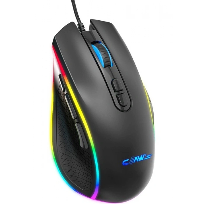 Claws Nova V1 12800 Dpi Wide RGB Özel ABS Doku & Claws Reflex Örgü Kablolu Ekstra Fire Butonlu Gaming Mouse - Siyah