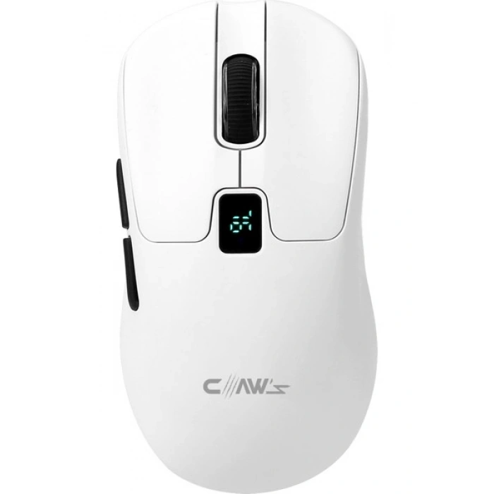 Claws Rajin Strike Üç Modlu Kablosuz & Kablolu 12800 Dpi LCD Ekran & Makro Yazılımlı Kablosuz Gaming Mouse - Beyaz (2.4 Ghz Kablosuz + Bt5.1 + Type-C ile Kullanım Desteği)