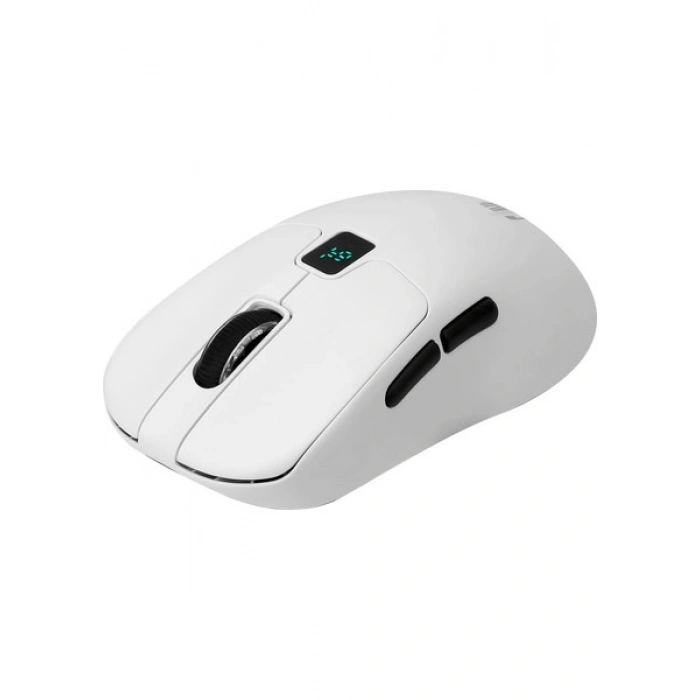 Claws Rajin Strike Üç Modlu Kablosuz & Kablolu 12800 Dpi LCD Ekran & Makro Yazılımlı Kablosuz Gaming Mouse - Beyaz (2.4 Ghz Kablosuz + Bt5.1 + Type-C ile Kullanım Desteği)