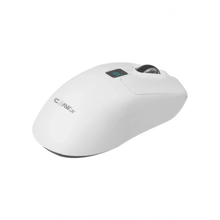 Claws Rajin Strike Üç Modlu Kablosuz & Kablolu 12800 Dpi LCD Ekran & Makro Yazılımlı Kablosuz Gaming Mouse - Beyaz (2.4 Ghz Kablosuz + Bt5.1 + Type-C ile Kullanım Desteği)