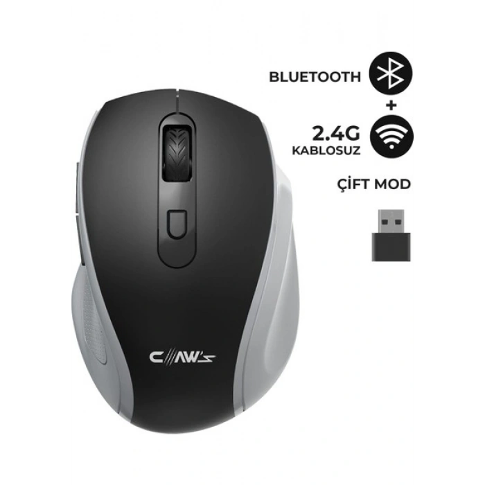 Claw’s Genius Dual V2 Pixart PAW3065 Sensörlü Bluetooth + 2.4g Wi-Fi Çift Mod Kompakt Sessiz Click Kablosuz Mouse - Siyah (Windows & Mac Uyumlu)