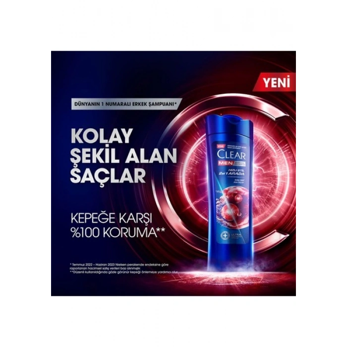 Clear Men Kepeğe Karşı Etkili Şampuan Hızlı Stil 2si 1 Arada 350 ml
