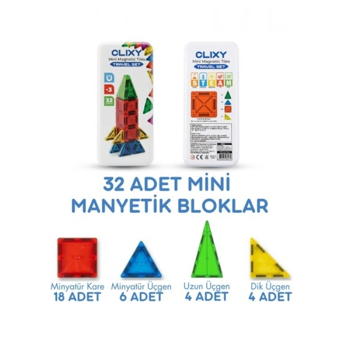 Clixy Mini Manyetik Bloklar 32 Parça Travel Set