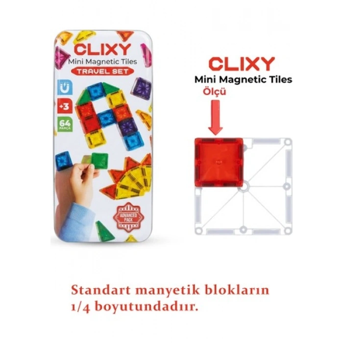 Clixy Mini Manyetik Bloklar 64 Parça Travel Set