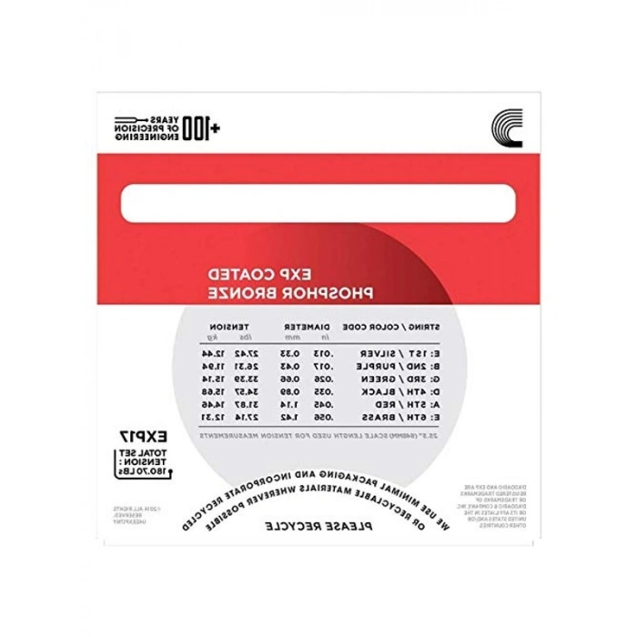 Coated Phosphor Bronze Akustik Gitar Teli, 13-56 Kalınlık