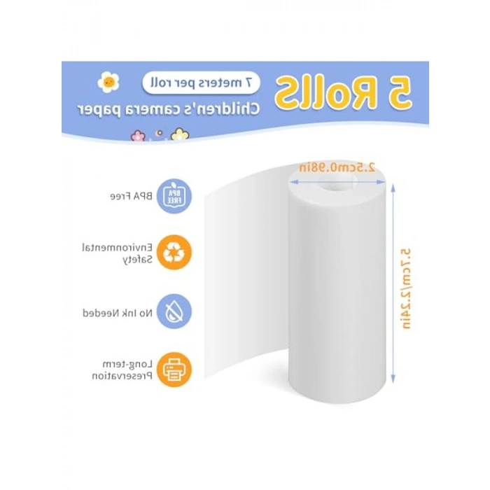 Çocuk Kamerası için Termal Kağıt, 5 Rulo Set