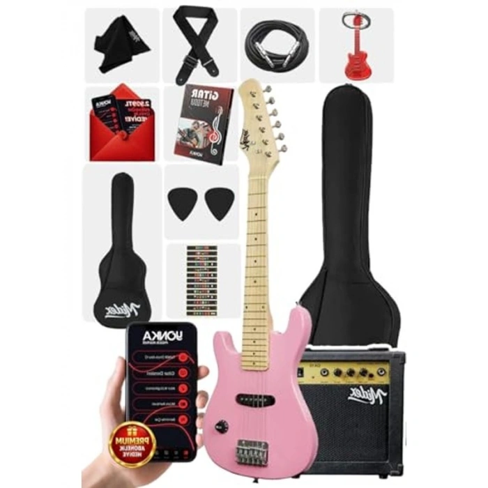 Çocuklar İçin Amfili Elektro Gitar Seti, Renkli ve Eğlenceli Tasarım